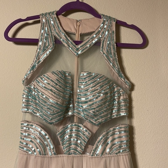 New Mignon Evening dress Sequined Tulle Aqua Blue  $499 - Picture 6 of 12
